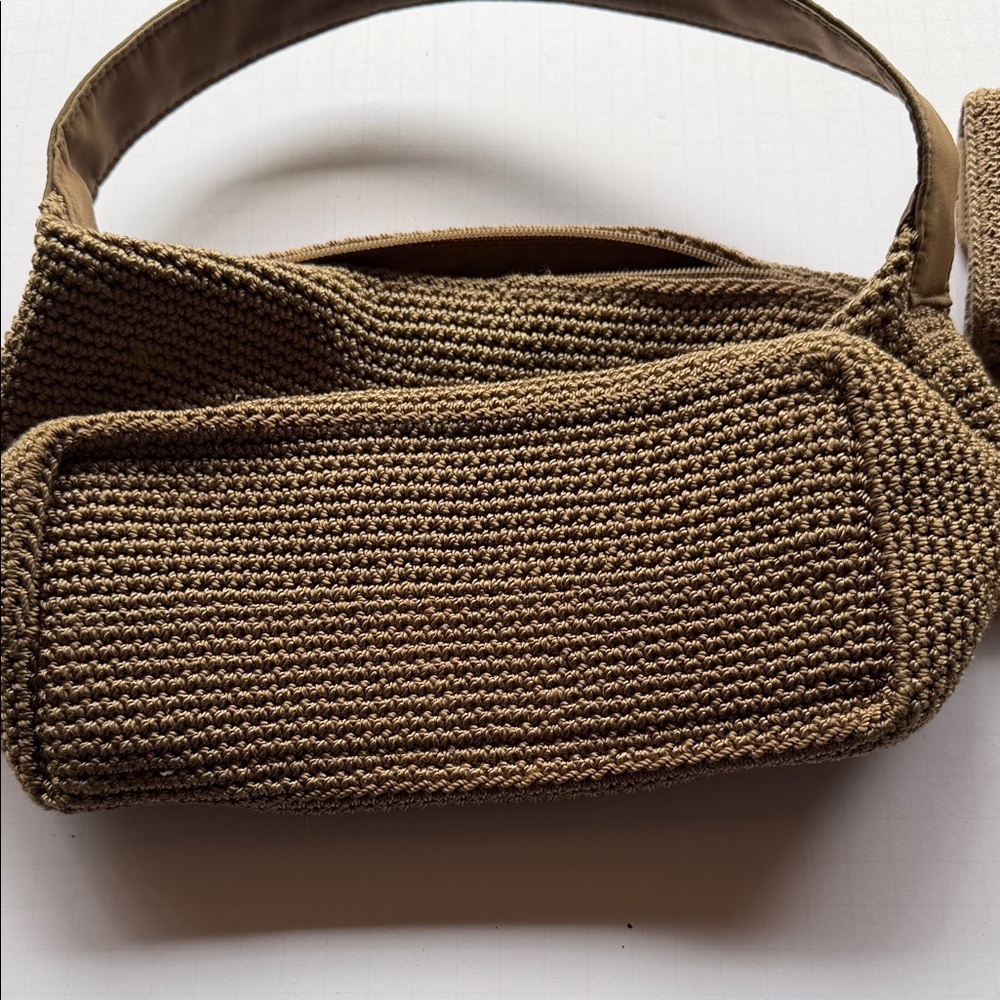 The Sak Tan Crochet Shoulder Bag with Matching Wristlet and Pouch - Picture 8 of 15